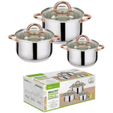 6-Piece Stainless Steel Casserole Set Pots and Lids Kitchen Appliances - Tophatter Daily Deals