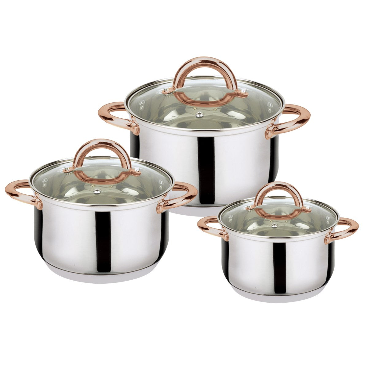 6-Piece Stainless Steel Casserole Set Pots and Lids Kitchen Appliances - Tophatter Daily Deals