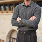 Warm Refined Men's Polo Sweater - Relaxed Cut, Knit, Winter - Tophatter Daily Deals