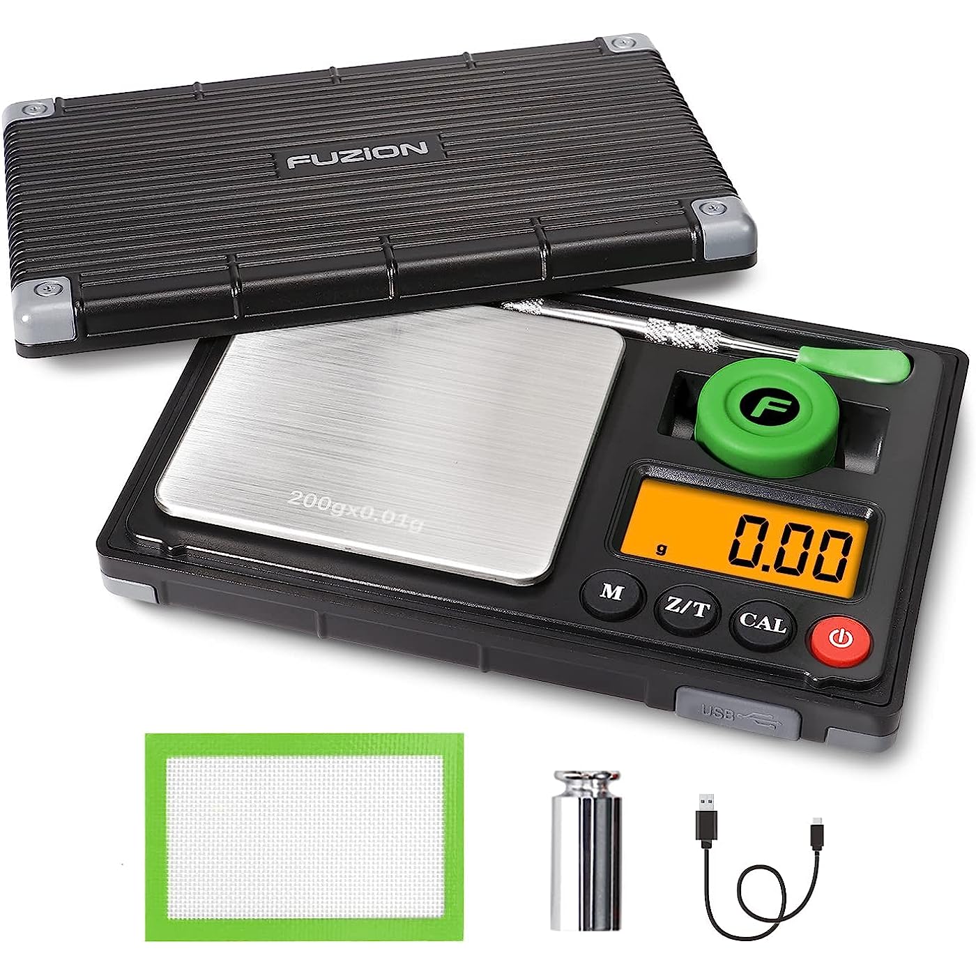 Fuzion Gram Scale, 200g x 0.01g Rechargeable Herb Scale with Accessories - Tophatter's Guns'N'Weapons Store Collectible Weapons - Tophatter Daily Deals
