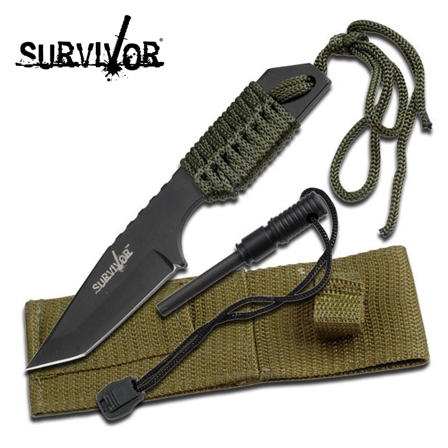 7.5" Fire Starter Hunting Camping Knife W/Flint - 5MM Thick Blade - Tophatter's Guns'N'Weapons Store - FREE SHIPPING Collectible Weapons - Tophatter Daily Deals