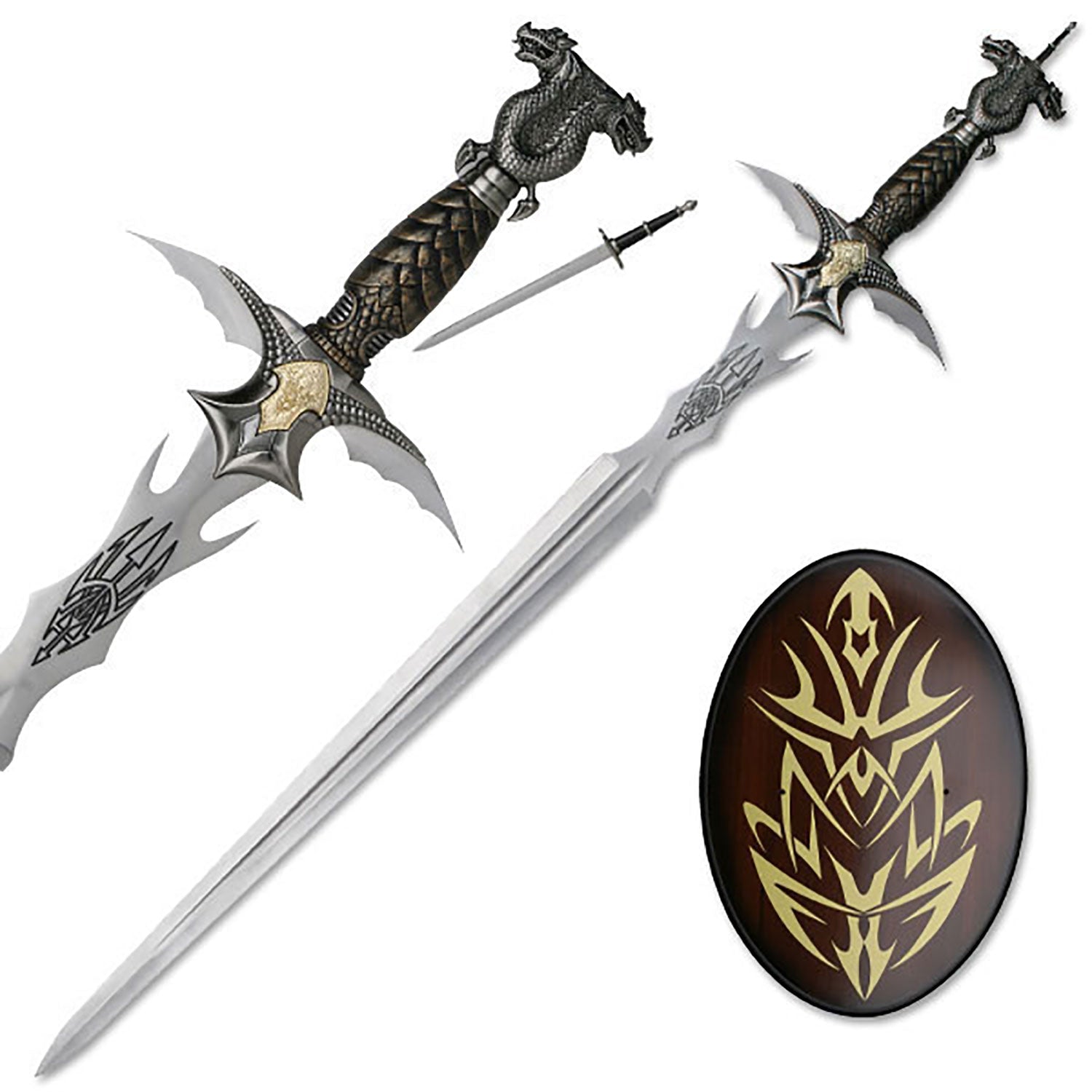 BLADESUSA - FANTASY SWORD WITH WOOD DISPLAY PLAQUE - Tophatter Daily Deals