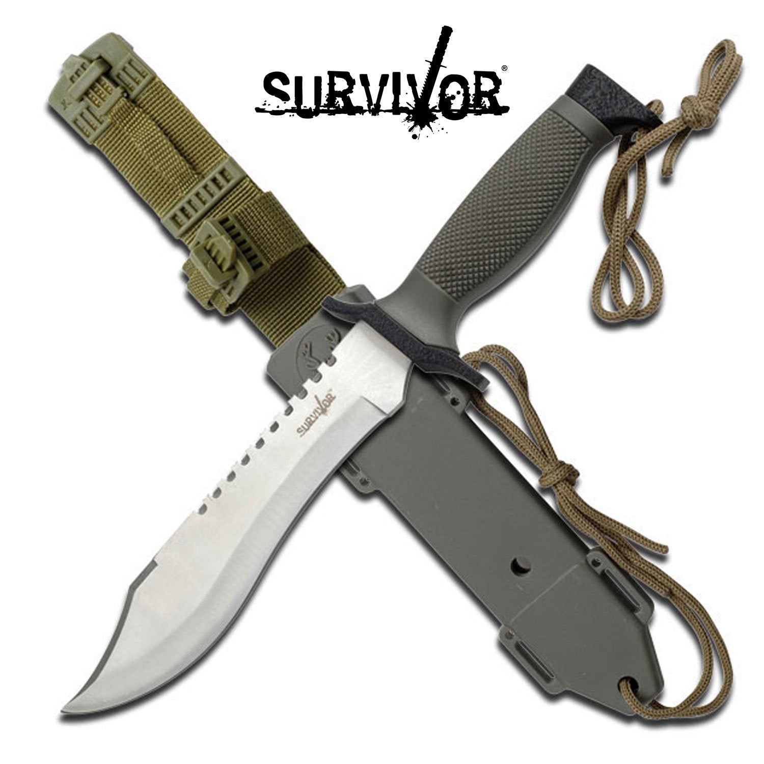 Survivor Brown Straight Fixed Blade Survival Hunting Knife With Sheath Collectible Weapons - Tophatter Daily Deals