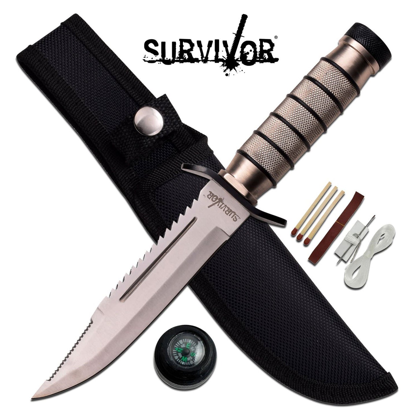 9.5" Survival Combat Tactical Hunting Knife with Kit - Tophatter's Guns'N'Weapons Store - FREE SHIPPING Collectible Weapons - Tophatter Daily Deals