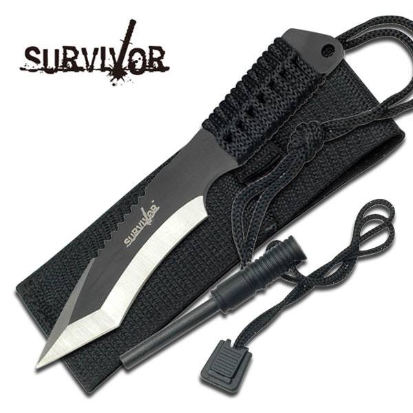 7" Full Tang Tanto Survival Knife With Sheath And Fire Starter - TOPHATTER'S ARMORY DEALS Collectible Weapons - Tophatter Daily Deals