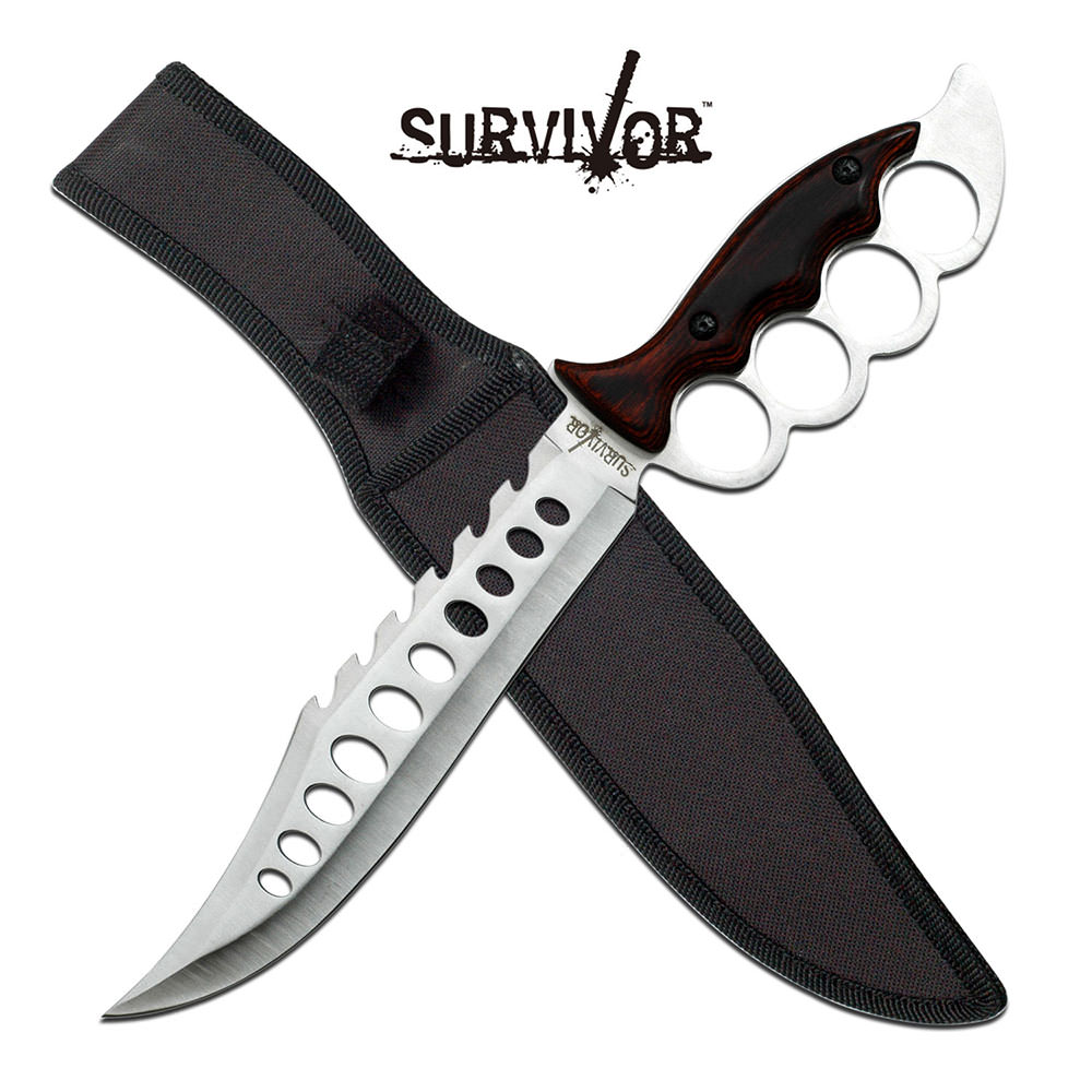 14" Knuckle Handle Combat Bowie Fixed Blade Knife - Tophatter's Guns'N'Weapons Store Collectible Weapons - Tophatter Daily Deals