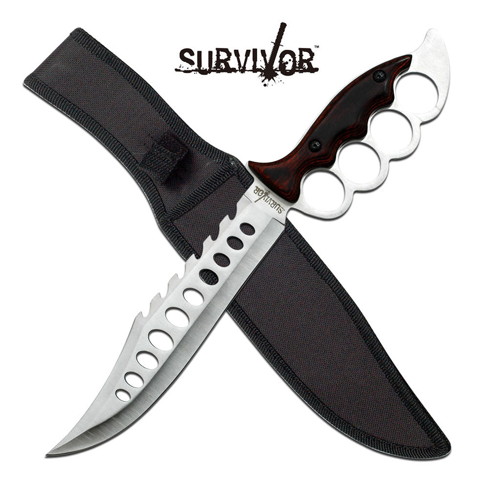 14" Knuckle Handle Combat Bowie Fixed Blade Knife - Tophatter's Inc. Weapons Store Online Collectible Weapons - Tophatter Daily Deals