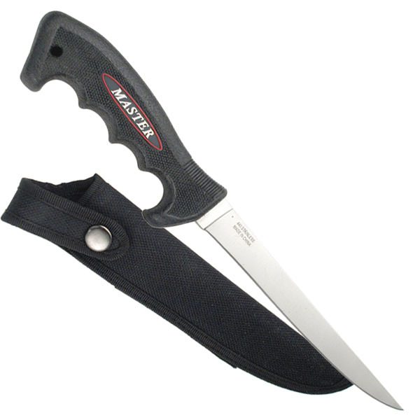 Master Fillet Knife Fixed Blade Ergo Rubber Handle Nylon Sheath - Tophatter's Inc. Weapons Store Online Collectible Weapons - Tophatter Daily Deals