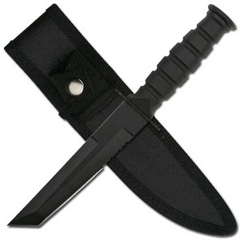 7.5" Miniature Black Tanto Combat Survival Knife - Tophatter's Guns'N'Weapons Store Collectible Weapons - Tophatter Daily Deals