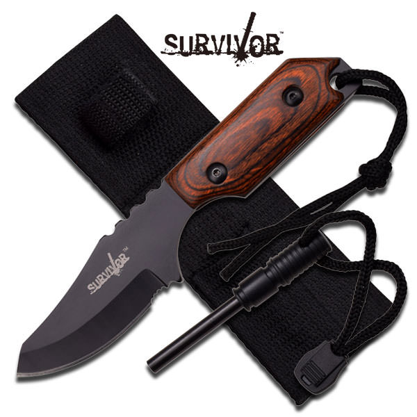 7" Hunting Survival KNIFE with Fire Starter & Sheath - Pakka Wood Handle - Tophatter's Guns'N'Weapons Store Collectible Weapons - Tophatter Daily Deals