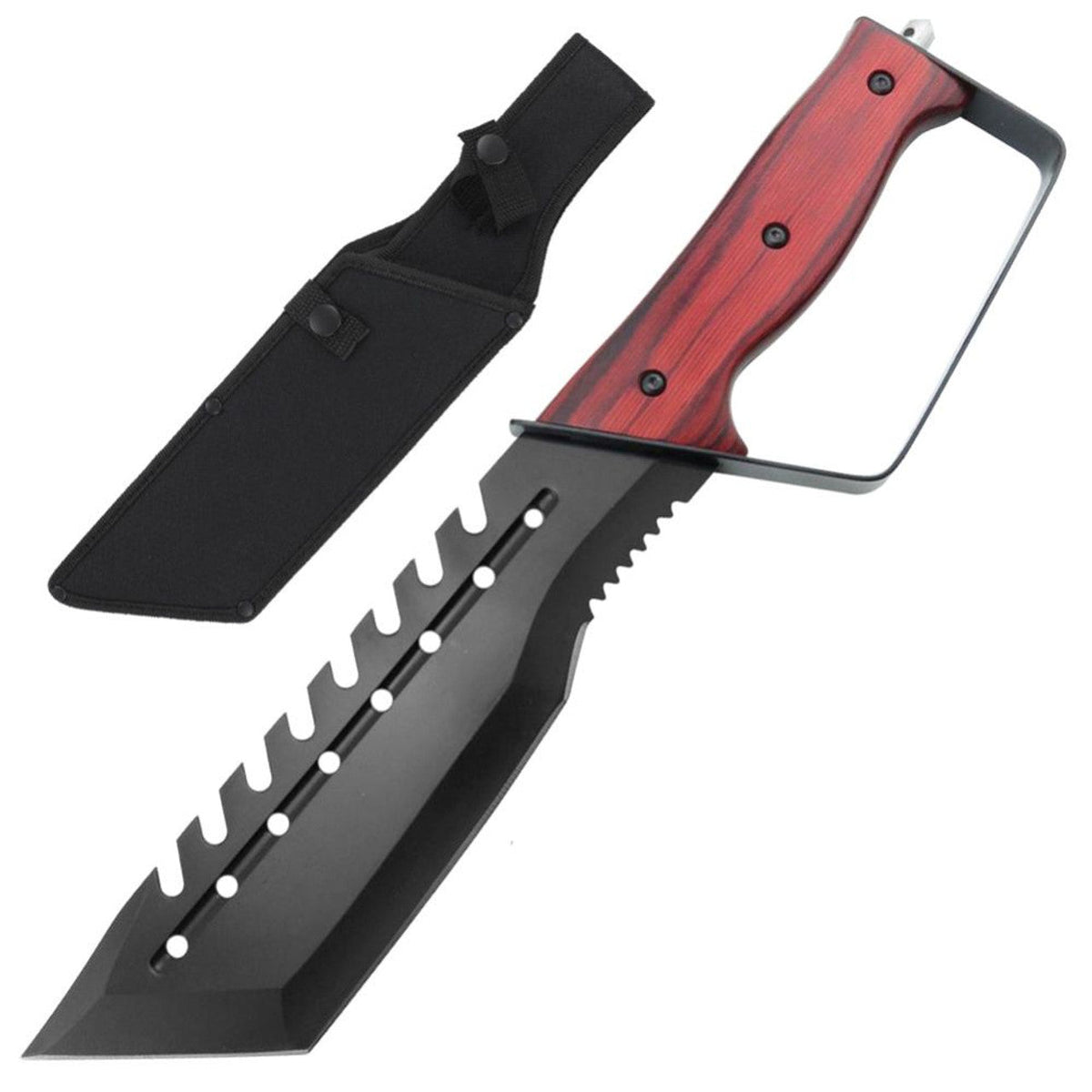 Edge of Sanity Full Tang Knife with Glass breaker and Handguard - Tophatter Daily Deals