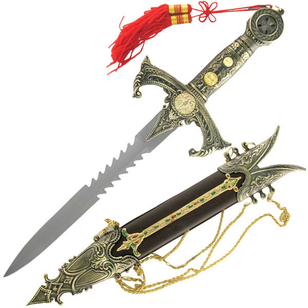 Knights Templar Dagger Short Sword Pheonix Partially Serrated Steel Blade - Tophatter's Guns'N'Weapons Store Collectible Weapons - Tophatter Daily Deals