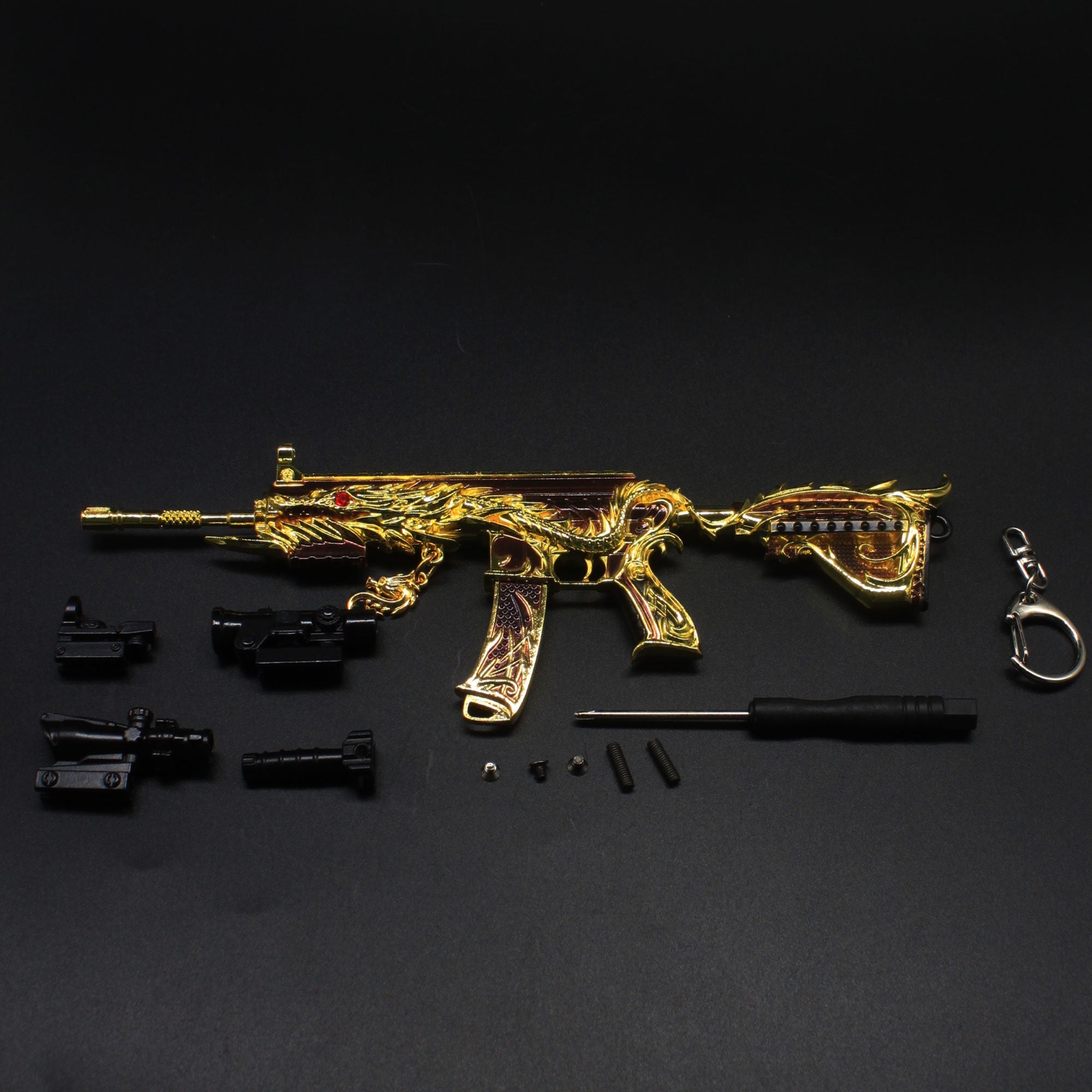 Golden Five Claw Dragon HK416 Miniature Metal Gun 20CM/7.9" - Tophatter Daily Deals