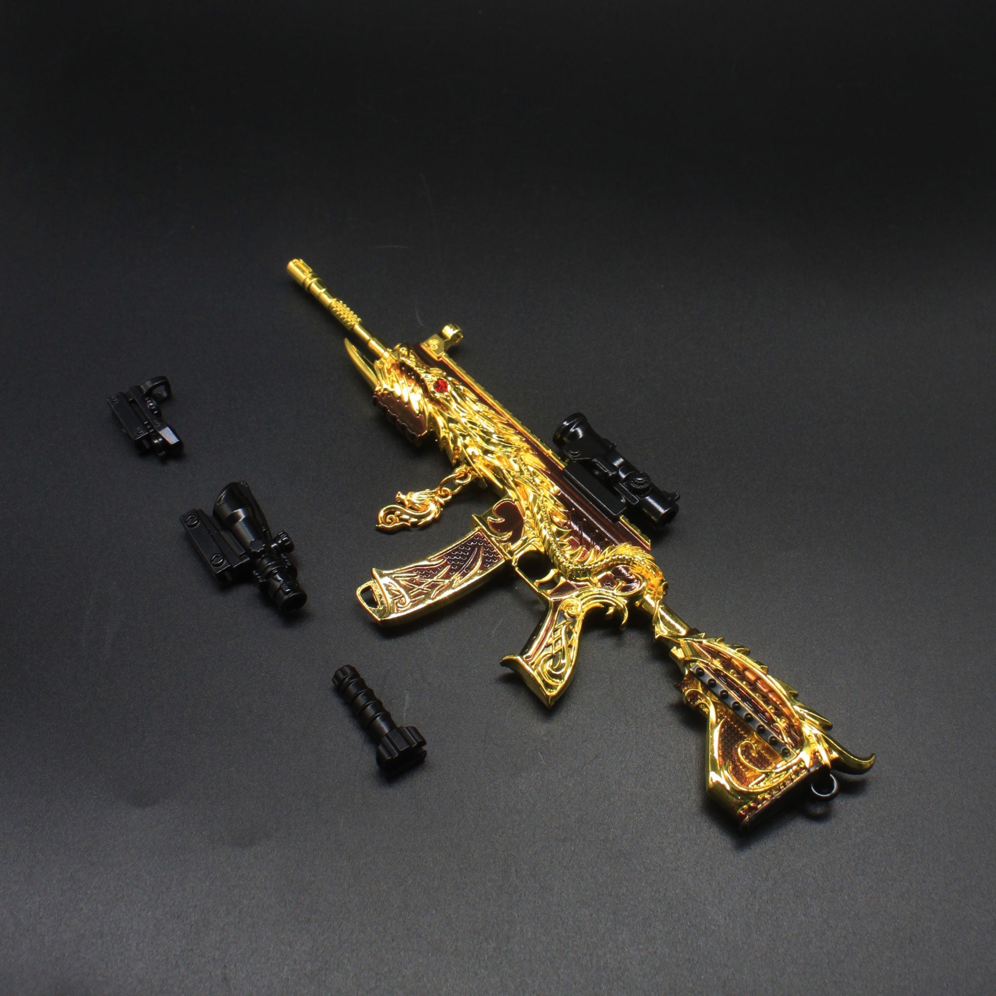 Golden Five Claw Dragon HK416 Miniature Metal Gun 20CM/7.9" - Tophatter Daily Deals