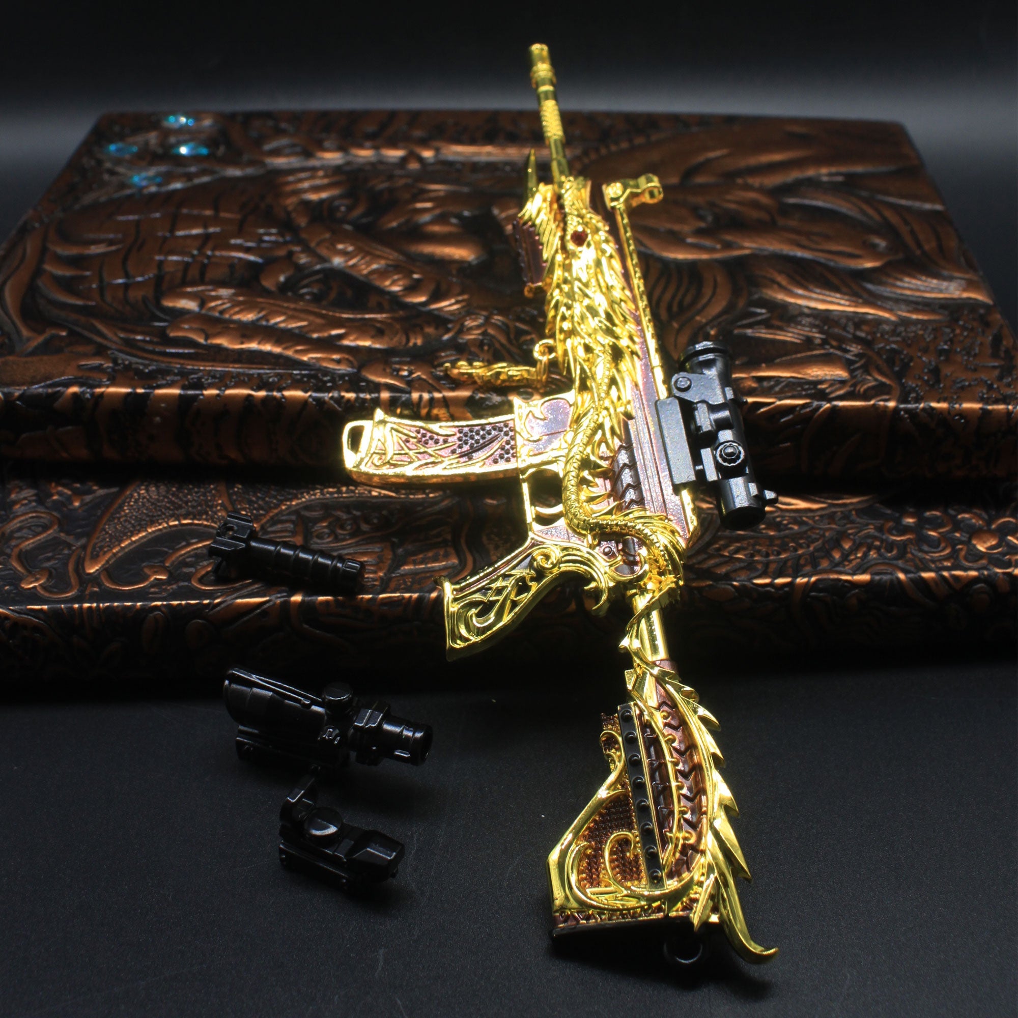 Golden Five Claw Dragon HK416 Miniature Metal Gun 20CM/7.9