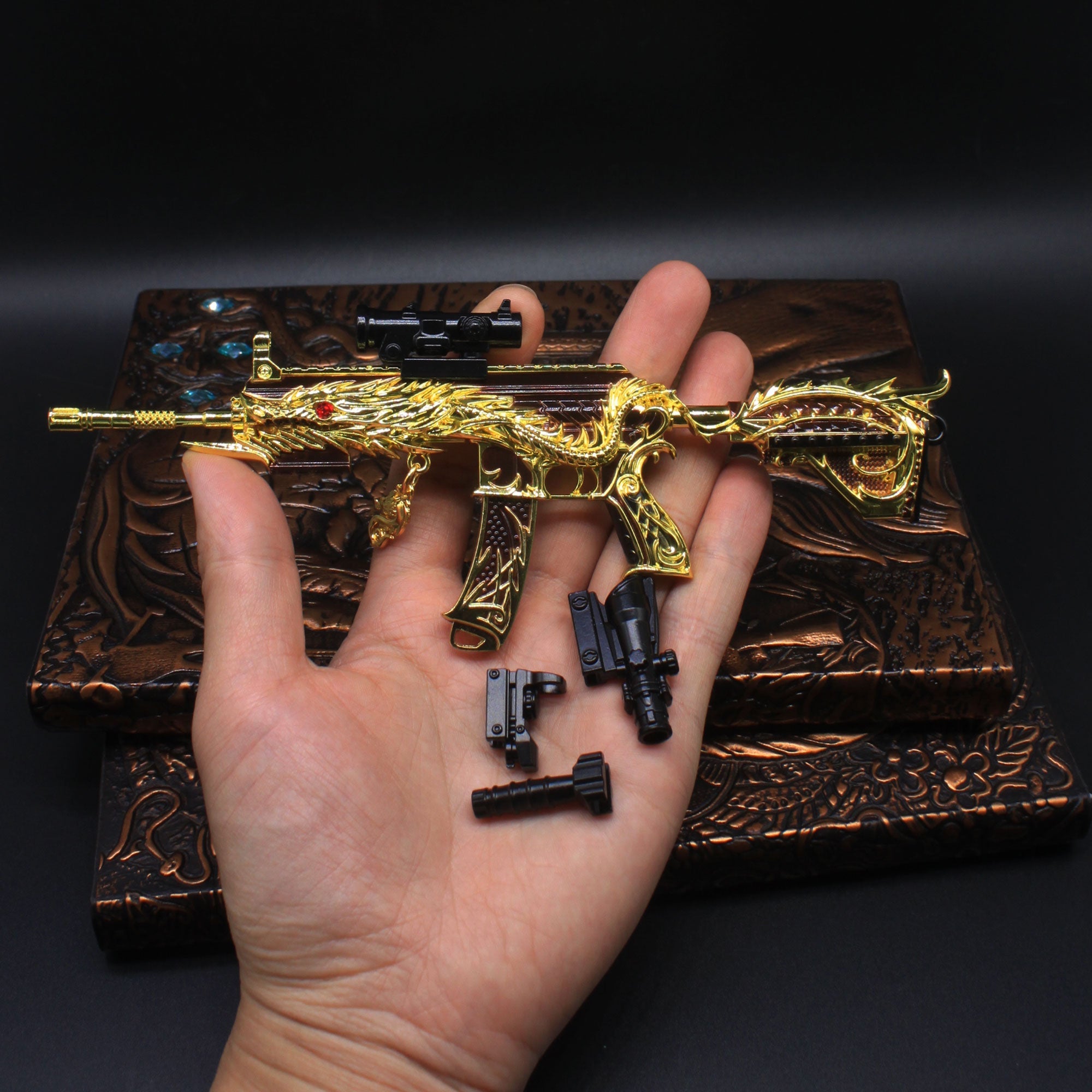 Golden Five Claw Dragon HK416 Miniature Metal Gun 20CM/7.9