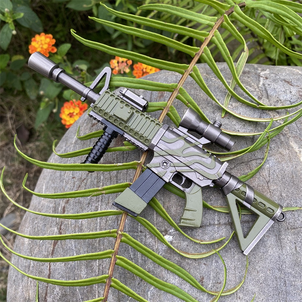 Miniature Metal HK416 Thermal Scoped Assault Rifle Jungle Skin 16.5CM/6.4" - Tophatter Daily Deals