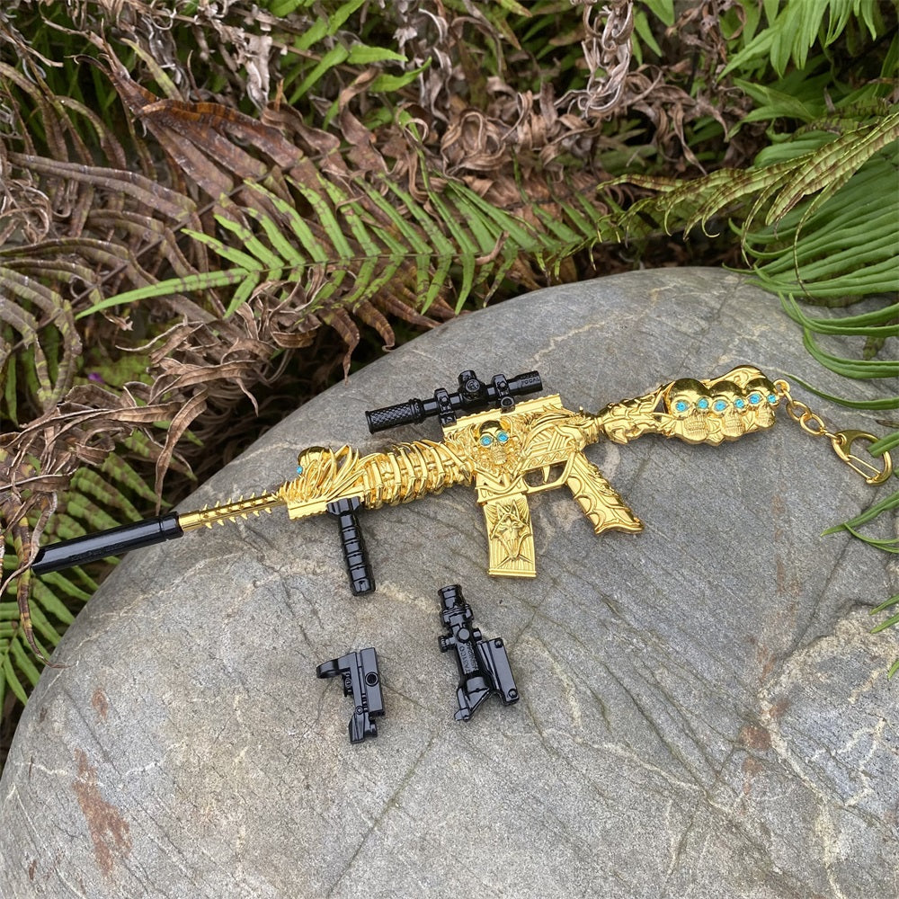 HK416 Golden Skull Miniature Metal Gun 20CM/7.9" - Tophatter Daily Deals