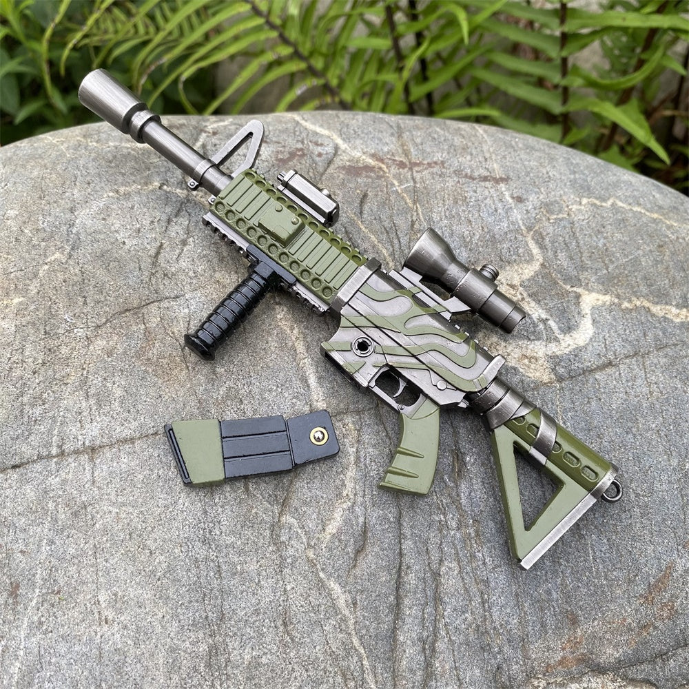 Miniature Metal HK416 Thermal Scoped Assault Rifle Jungle Skin 16.5CM/6.4" - Tophatter Daily Deals