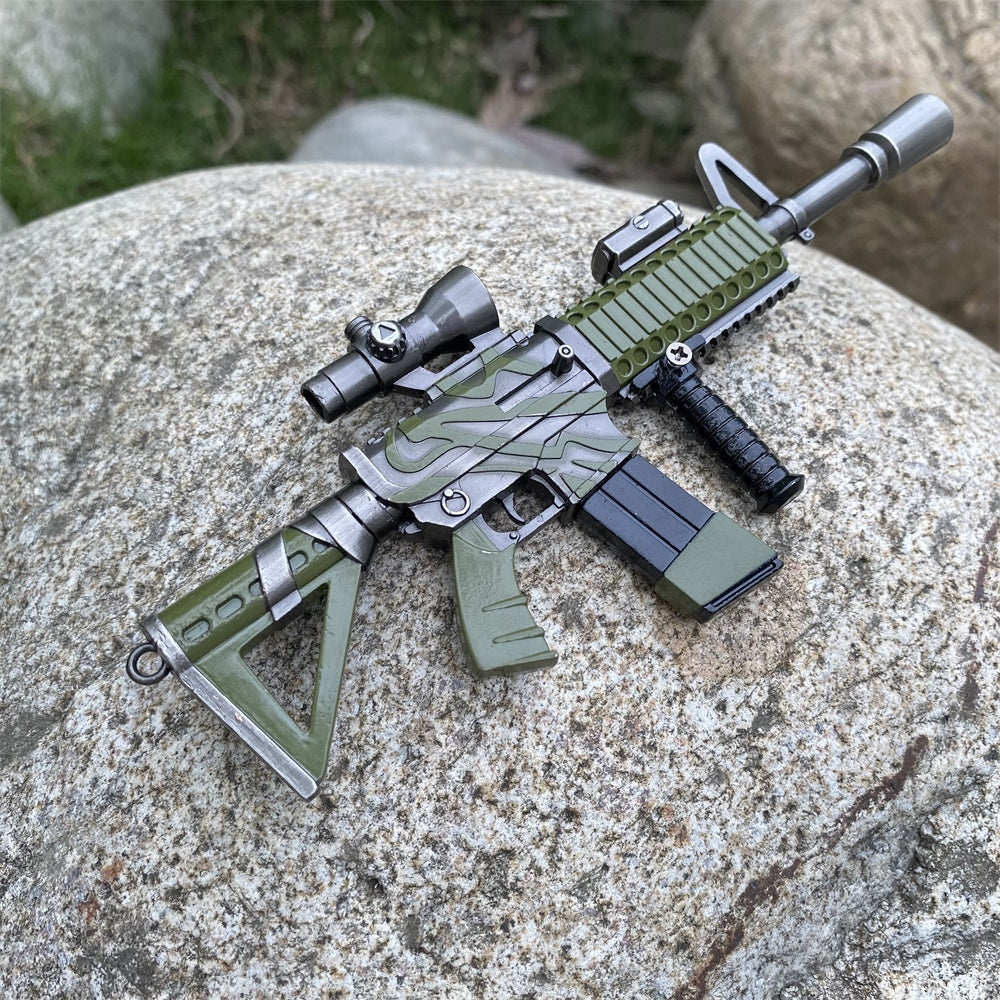 Miniature Metal HK416 Thermal Scoped Assault Rifle Jungle Skin 16.5CM/6.4