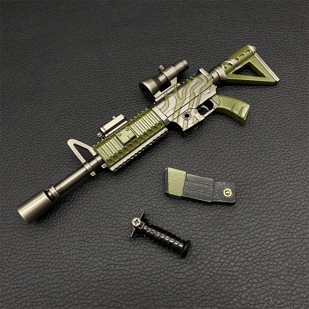 Miniature Metal HK416 Thermal Scoped Assault Rifle Jungle Skin 16.5CM/6.4