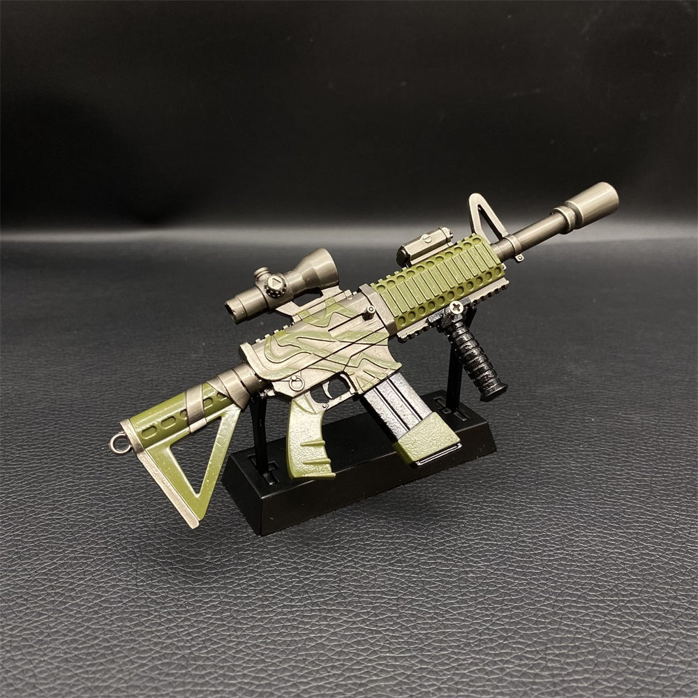 Miniature Metal HK416 Thermal Scoped Assault Rifle Jungle Skin 16.5CM/6.4" Wih Metal Stand - Tophatter Daily Deals