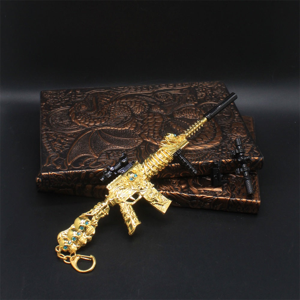 HK416 Golden Skull Miniature Metal Gun 20CM/7.9" - Tophatter Daily Deals