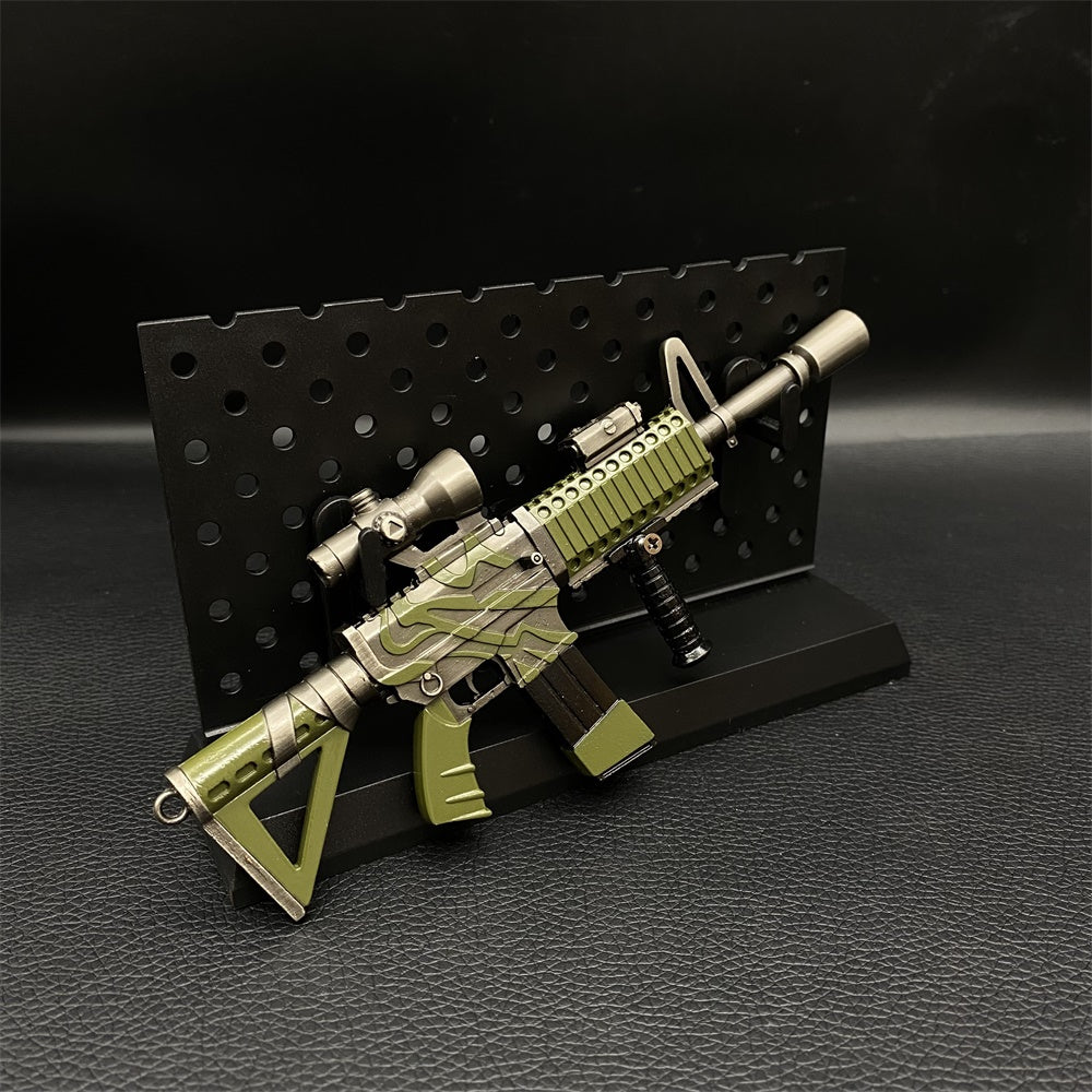 Miniature Metal HK416 Thermal Scoped Assault Rifle Jungle Skin 16.5CM/6.4" Wih Plastic Stand - Tophatter Daily Deals