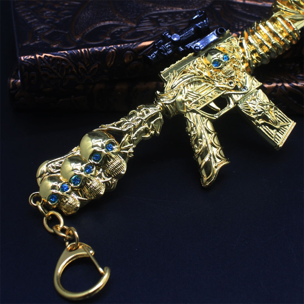 HK416 Golden Skull Miniature Metal Gun 20CM/7.9" - Tophatter Daily Deals