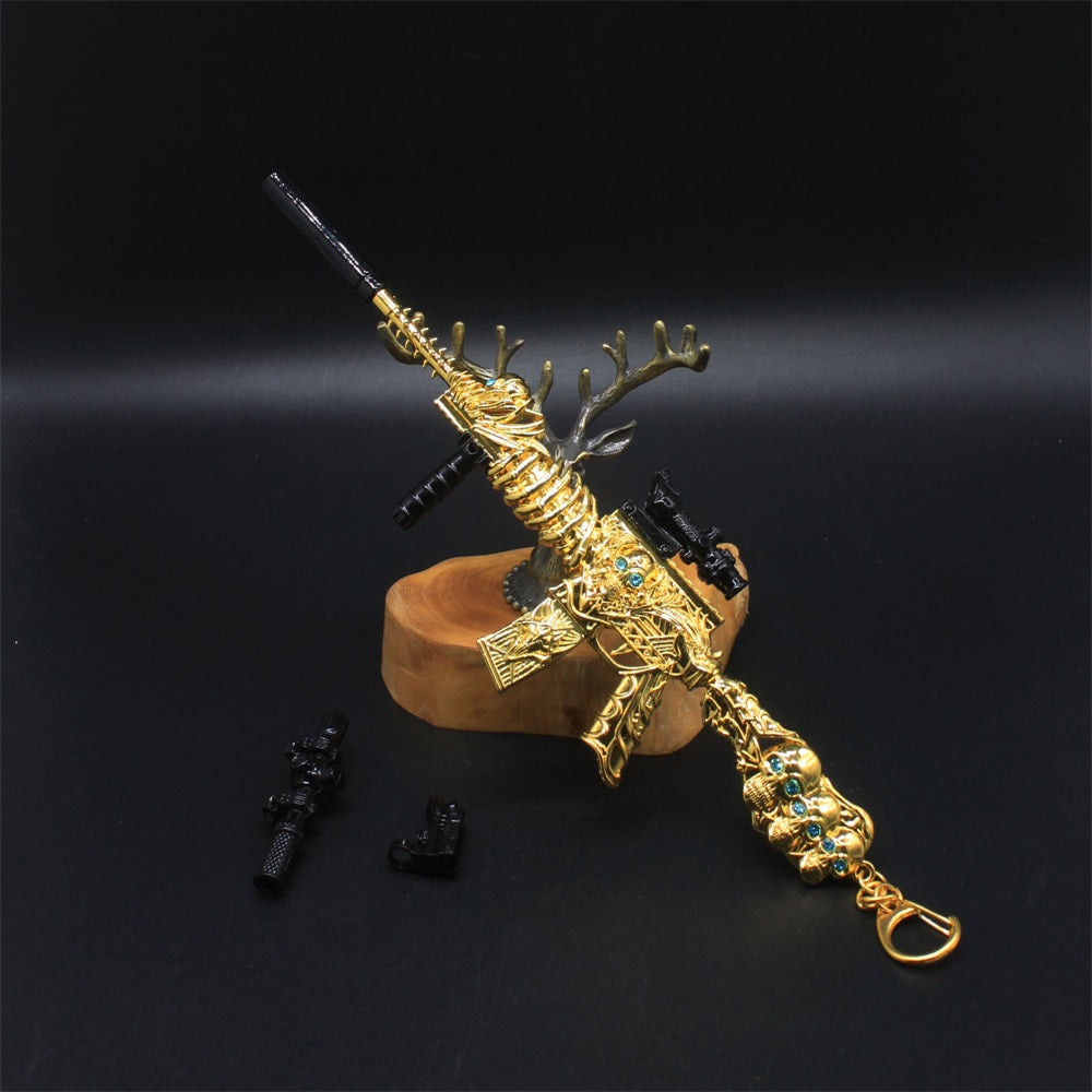 HK416 Golden Skull Miniature Metal Gun 20CM/7.9" - Tophatter Daily Deals
