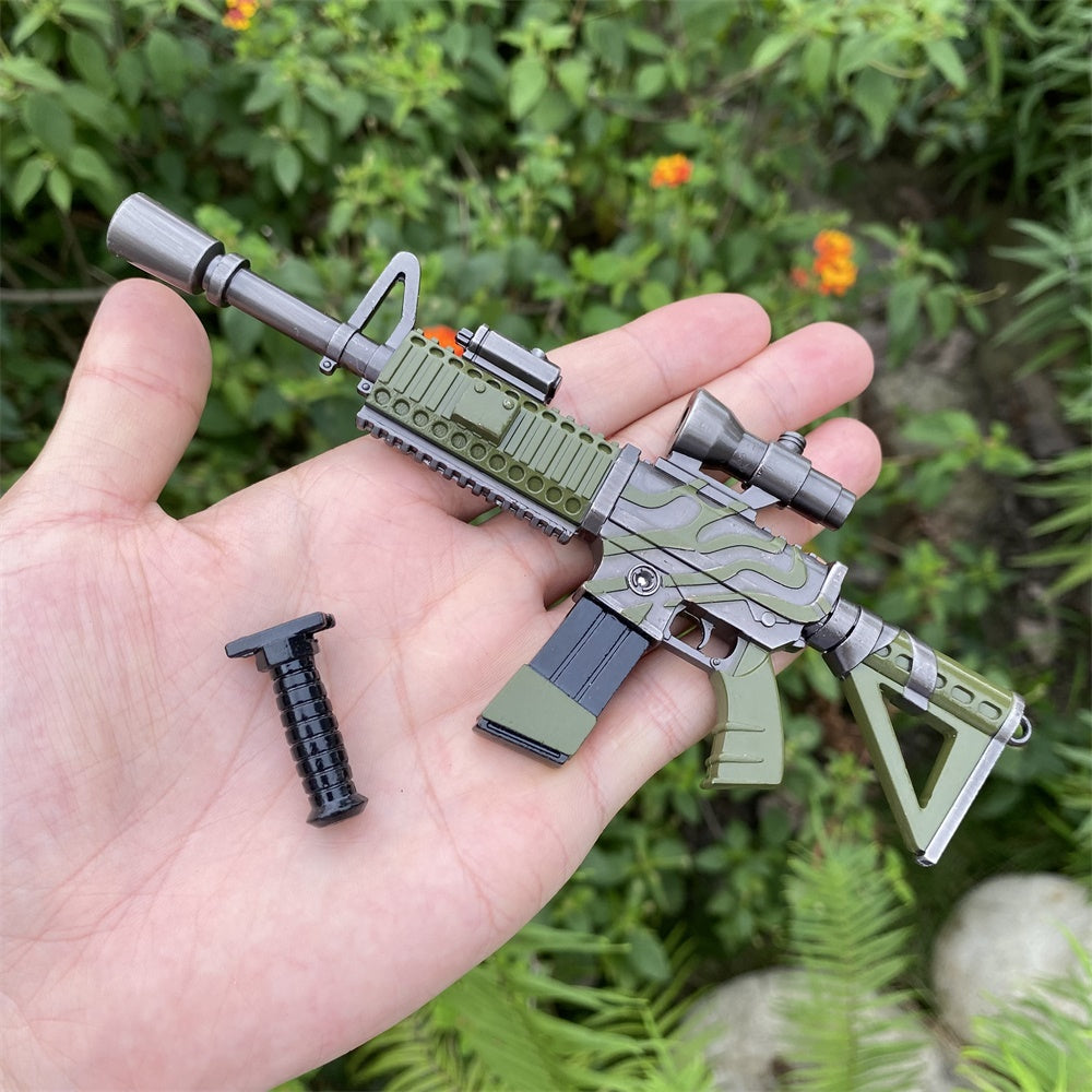 Miniature Metal HK416 Thermal Scoped Assault Rifle Jungle Skin 16.5CM/6.4