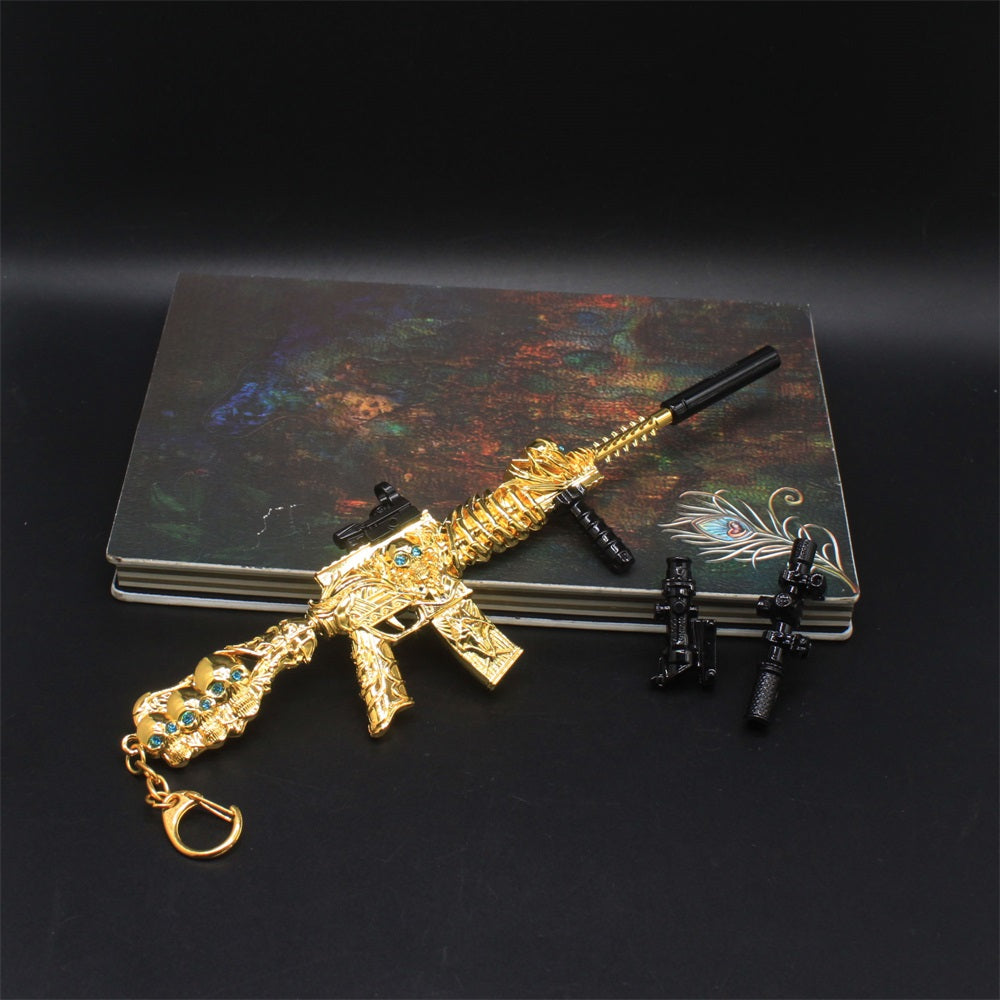HK416 Golden Skull Miniature Metal Gun 20CM/7.9" - Tophatter Daily Deals