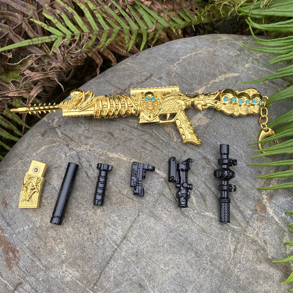 HK416 Golden Skull Miniature Metal Gun 20CM/7.9" - Tophatter Daily Deals