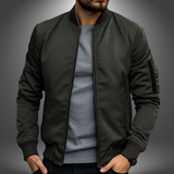 Lightweight Men’s Bomber Jacket – Ribbed Zip, Nylon Olive Green - Tophatter Daily Deals