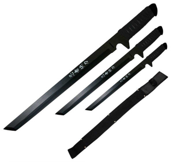 3 Pc FULL TANG Ninja Sword Set - Tophatter's Army Products & Self Defense Collectible Weapons - Tophatter Daily Deals