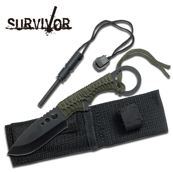 6.75" Survival Tactical Knife with Fire Starter Full Tang - Tophatter's Guns'N'Weapons Store Collectible Weapons - Tophatter Daily Deals