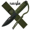 Survivor Etch Military Survival Knife with Army Green Sheath/Strap - TOPHATTER'S ARMORY DEALS Collectible Weapons - Tophatter Daily Deals
