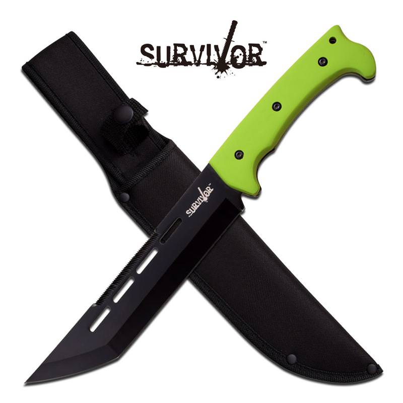 Zombie Green Black Tanto Blade Full Tang Tactical Fixed Blade Knife - Tophatter's Guns'N'Weapons Store - FREE SHIPPING Collectible Weapons - Tophatter Daily Deals