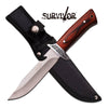 Fixed Blade Wood Handle Rear Serrations Hunting Knife Collectible Weapons - Tophatter Daily Deals
