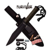 12" Black Green Military Combat Blade With Sheath + Kit Survival Knife Collectible Weapons - Tophatter Daily Deals