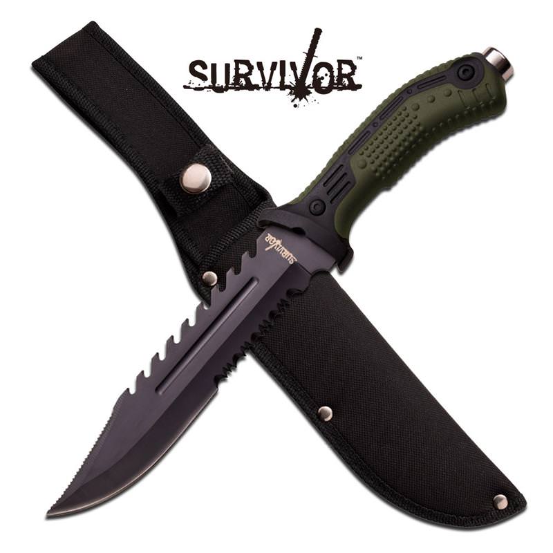 12.75 Inch Fixed Blade Big Bore Saw Back Tactical Combat Knife - Tophatter's Army Products & Self Defense Collectible Weapons - Tophatter Daily Deals