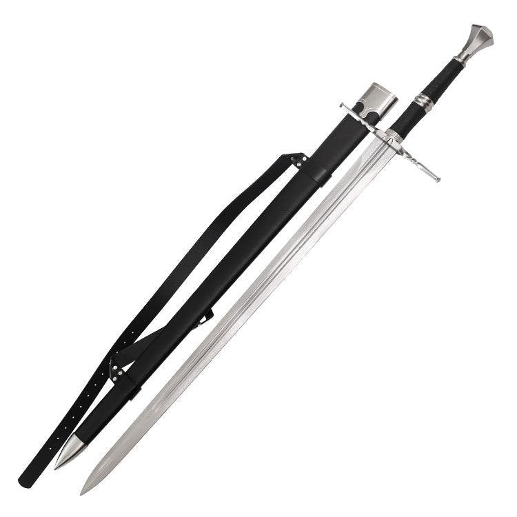 The Witcher - Deluxe Handforged Geralt's Steel Sword (Damascus, Mace Pommel) Sword - Tophatter Daily Deals