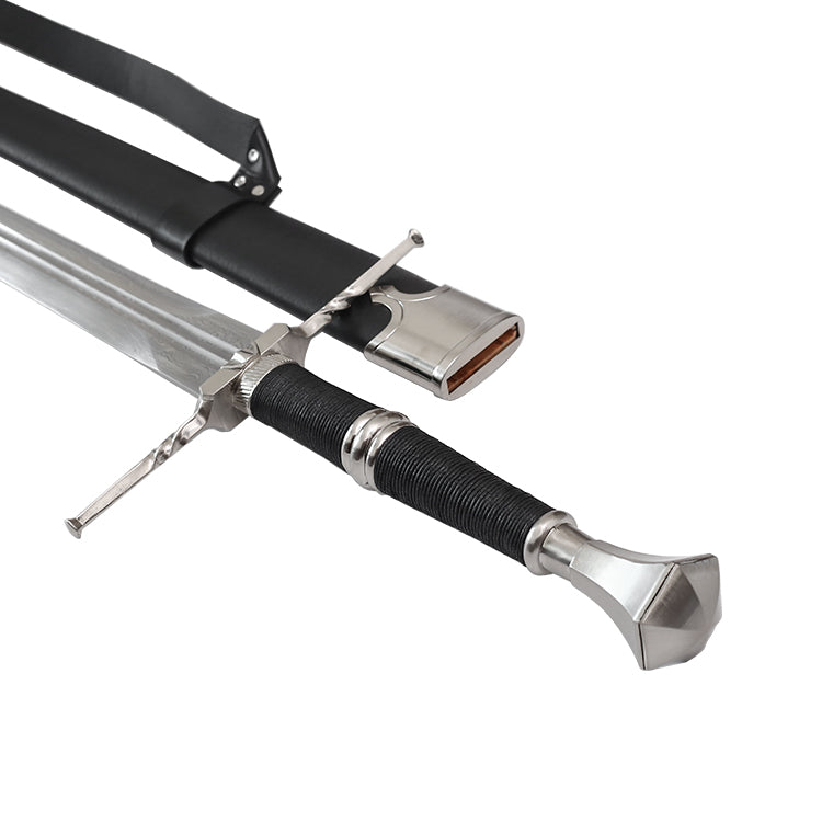 The Witcher - Deluxe Handforged Geralt's Steel Sword (Damascus, Mace Pommel) Sword - Tophatter Daily Deals