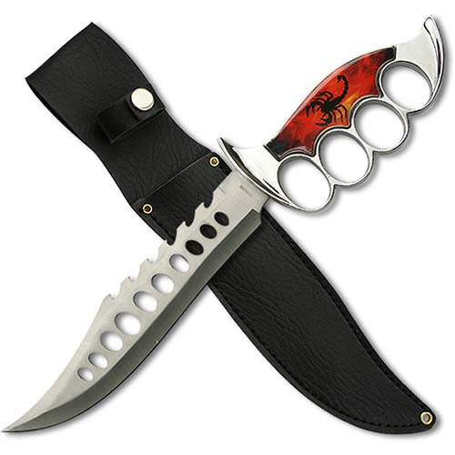 Scorpion Knuckle Handle Fixed Blade Bowie Knife - Tophatter's Guns'N'Weapons Store Collectible Weapons - Tophatter Daily Deals