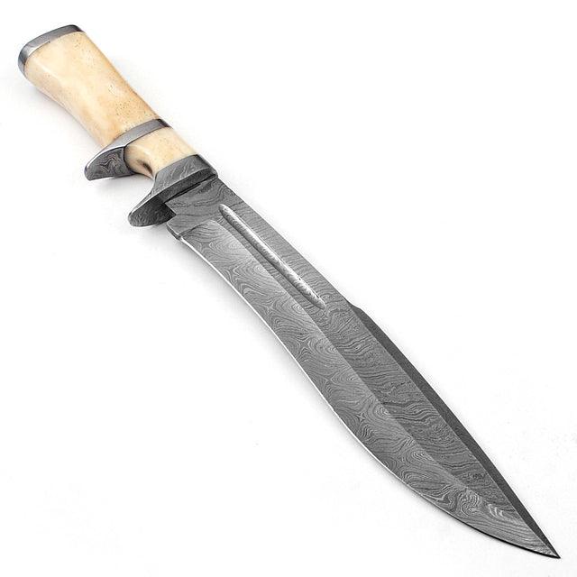 Total Eclipse Damascus Steel Bowie Hunting Knife Sheath Included knives - Tophatter Daily Deals