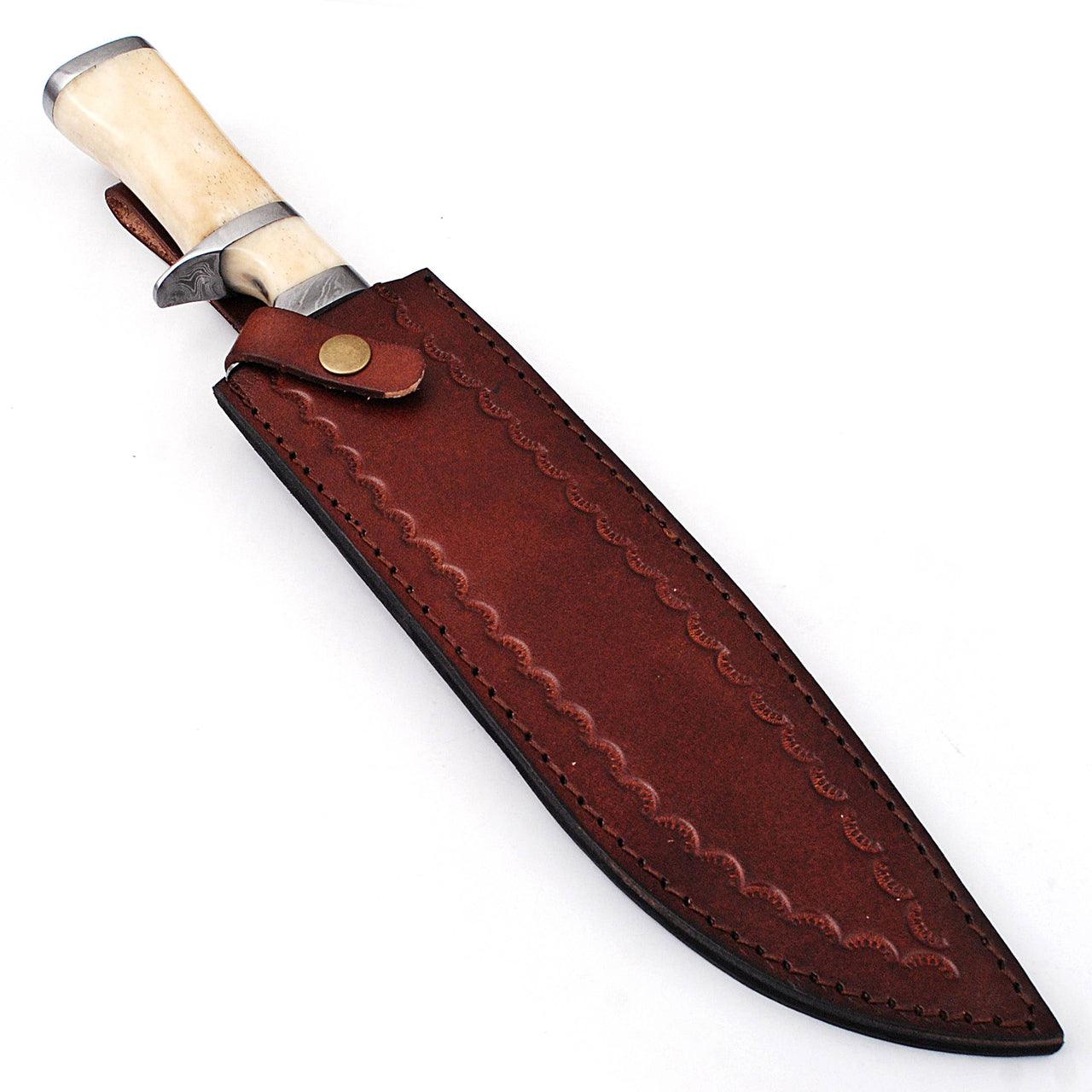 Total Eclipse Damascus Steel Bowie Hunting Knife Sheath Included knives - Tophatter Daily Deals
