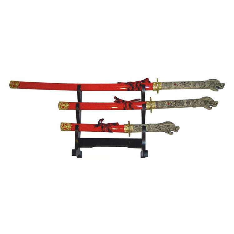 Highlander - Connor Macleod Triple Set Display Katana (Straight Blade) Sword - Tophatter Daily Deals