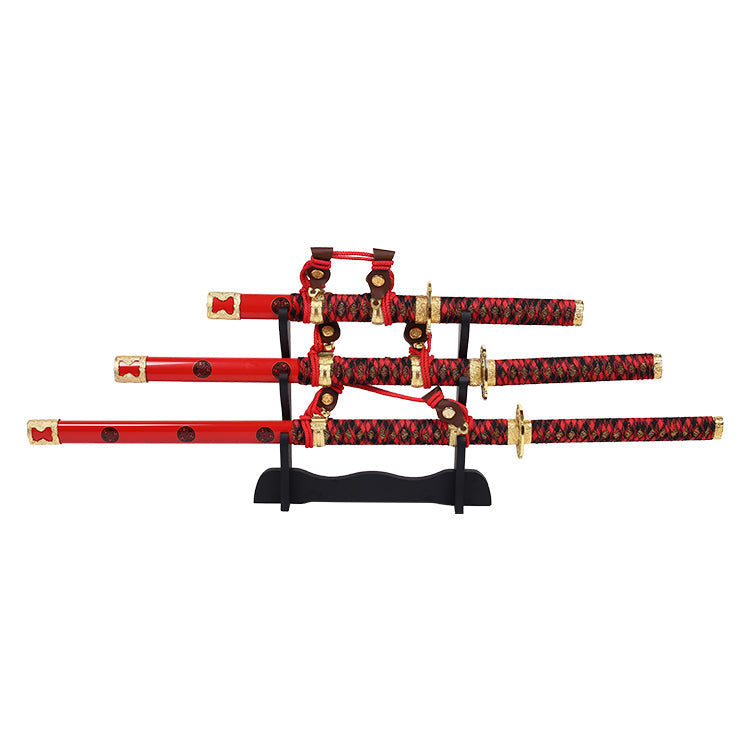 Akaji Triple Set Display Katana (Straight Blade) Sword - Tophatter Daily Deals