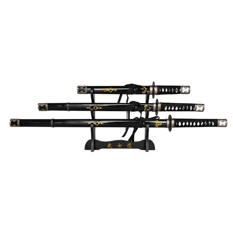 Kill Bill - Hattori Hanzo Triple Set Display Katana (Straight Blade) Sword - Tophatter Daily Deals