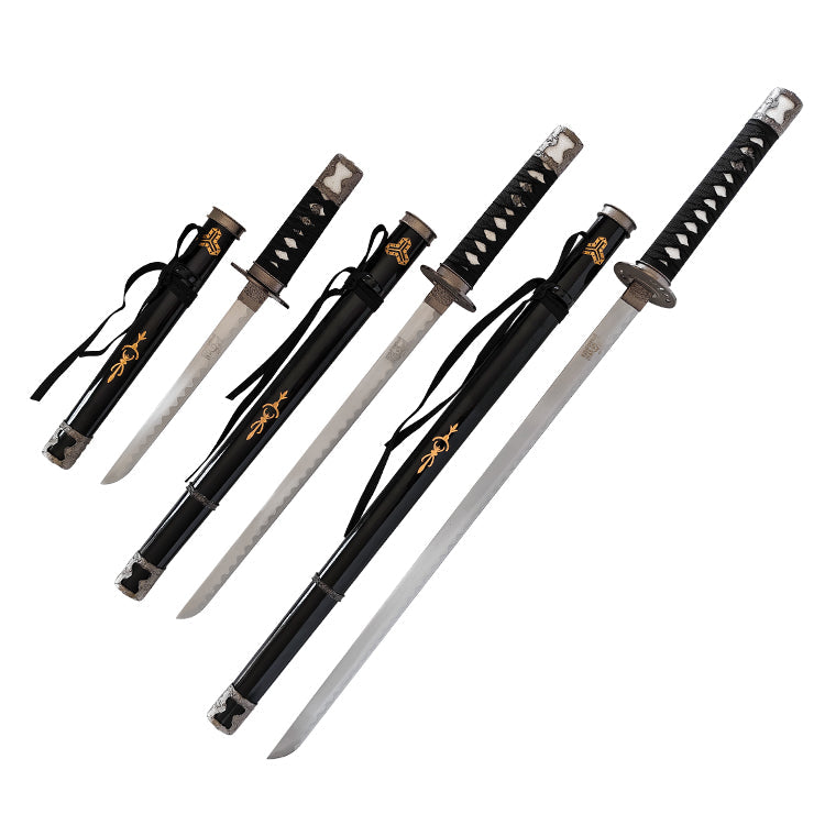 Kill Bill - Hattori Hanzo Triple Set Display Katana (Straight Blade) Sword - Tophatter Daily Deals